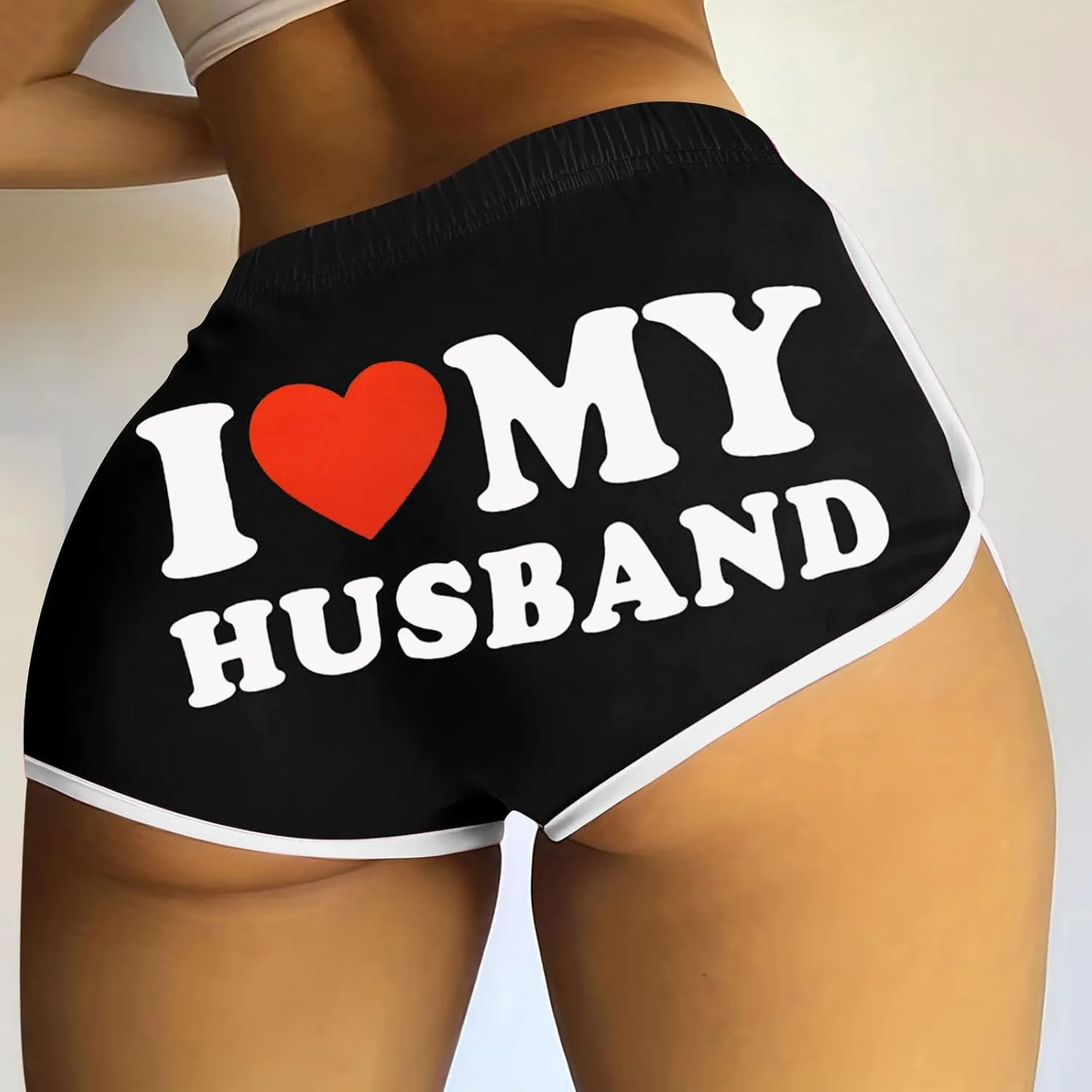 I Love My Husband Booty Shorts Womens Sexy 3" High Waist Yoga Biker Shorts Soft Spandex Dance Hot Pants Butt Lifting Leggings