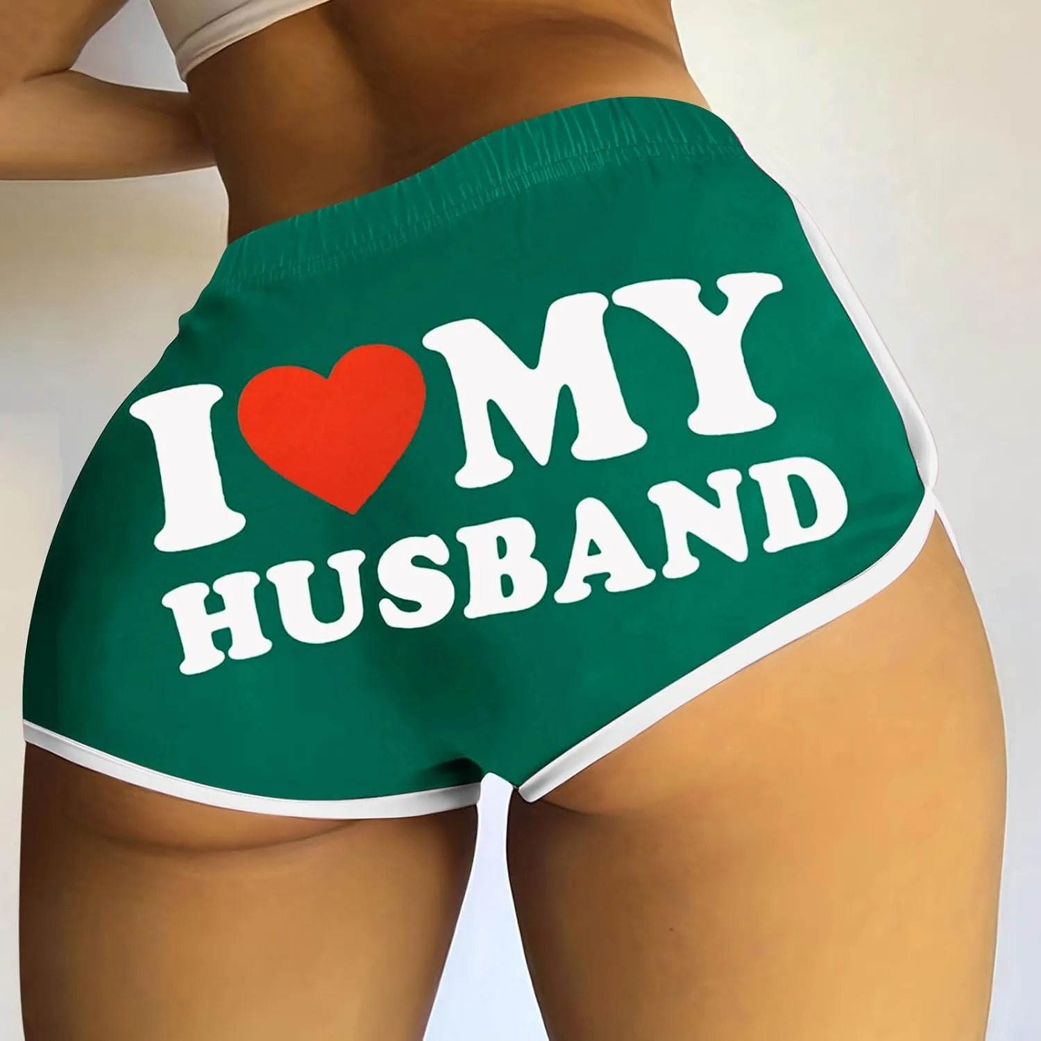 I Love My Husband Booty Shorts Womens Sexy 3" High Waist Yoga Biker Shorts Soft Spandex Dance Hot Pants Butt Lifting Leggings