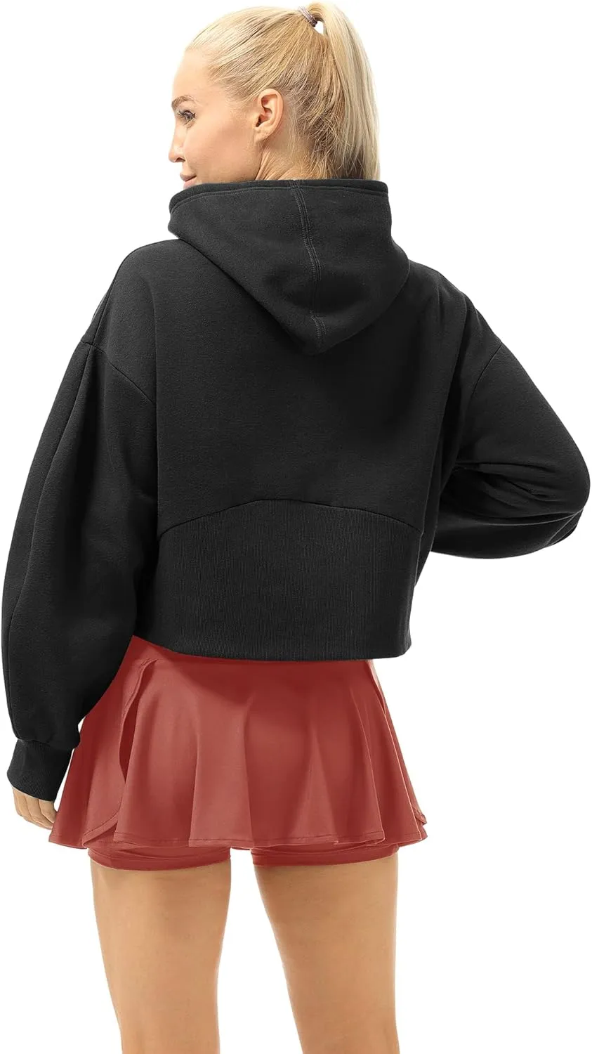 icyzone Fleece Lined Zip Up Jackets for Women with Pockets and Thumb Holes, Oversized Athletic Hoodie Sweatshirt