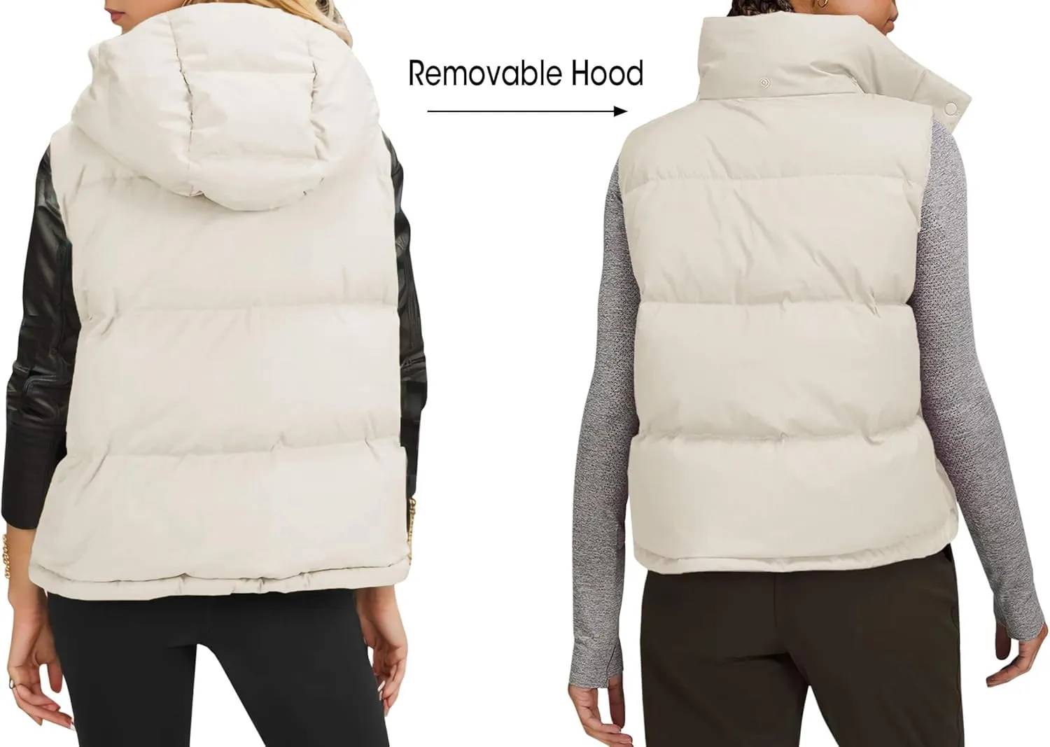 Imily Bela Womens Quilted Puffer Vest Hooded Winter Casual Stand Collar Gilet With Pockets