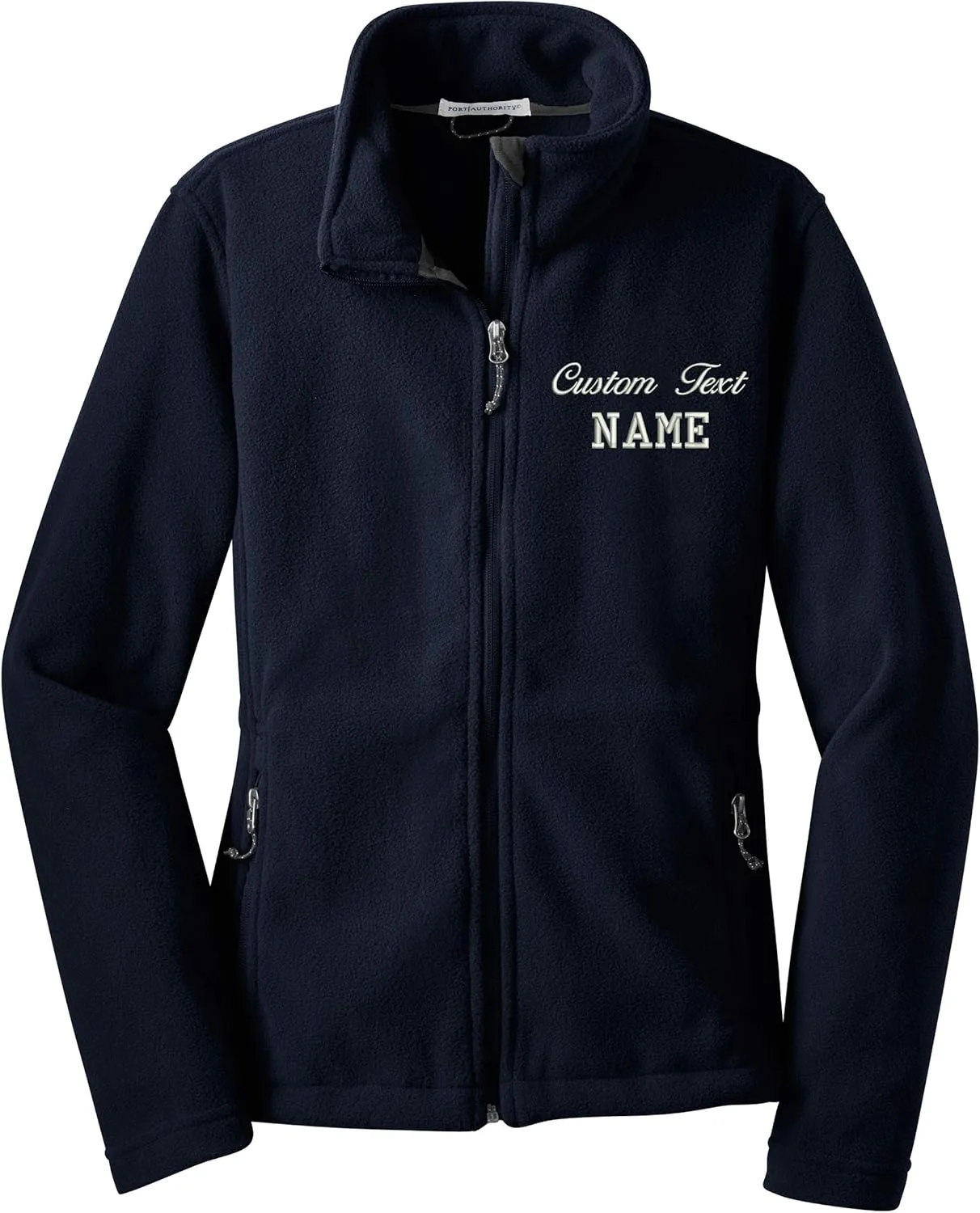 INK STITCH Ladies Custom Stitching Text Value Fleece Jackets - 12 Colors