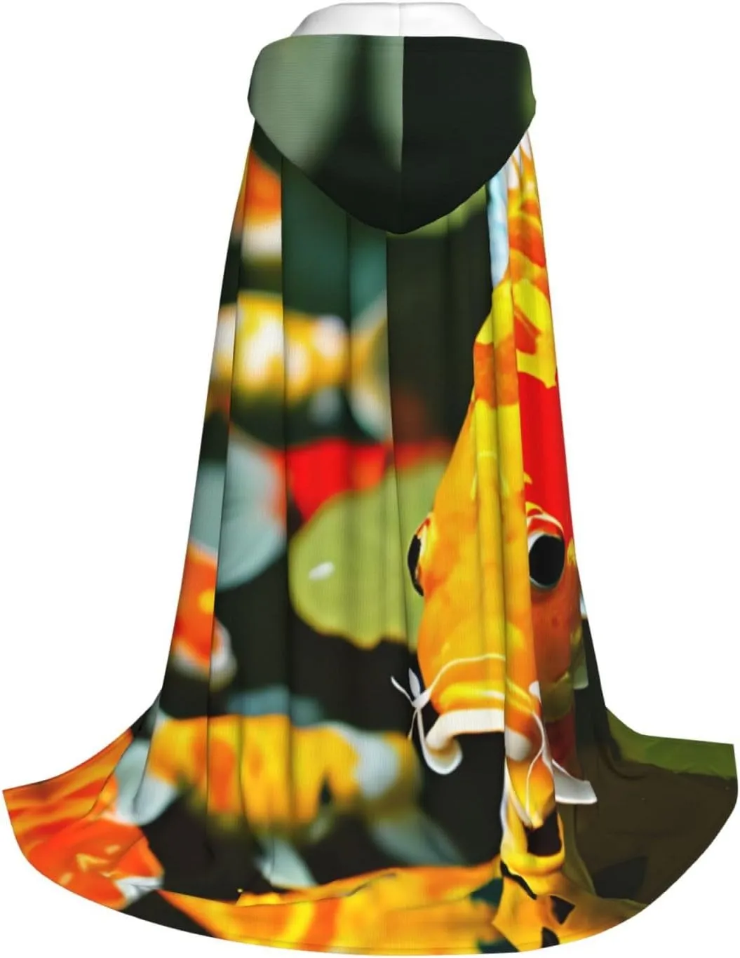 Japanese Pretty Koi Fish Hooded Cloak Coat Winter Warm Long Cloak Cosplay Costumes Outerwear Carnivals Hoodies Capes