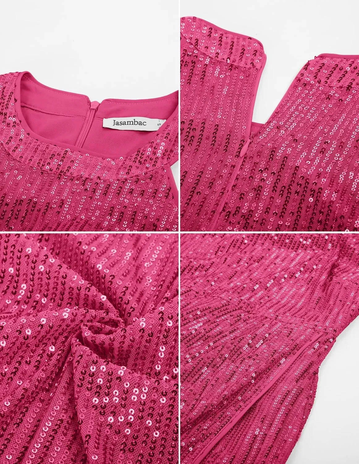 JASAMBAC Womens Sequin Dress Sleeveless Sparkly Glitter Cocktail Party Club Dress Tulip Hem Ruched Bodycon Dresses