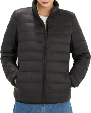 JEKE-DG Womens Packable Down Down Jacket Lightweight Long-Sleeve Puffer Jacket Winter Short Zip Puffer Coat