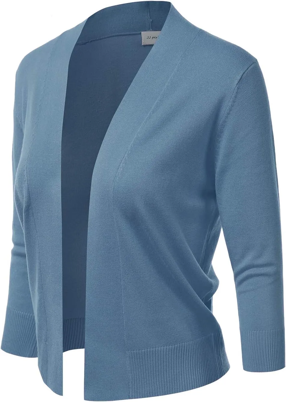 JJ Perfection Casual Crop Open Front Knit Cardigan 3/4 Sleeve Cropped Cardigan Basic Sweater Jacket for Womens with Plus Size