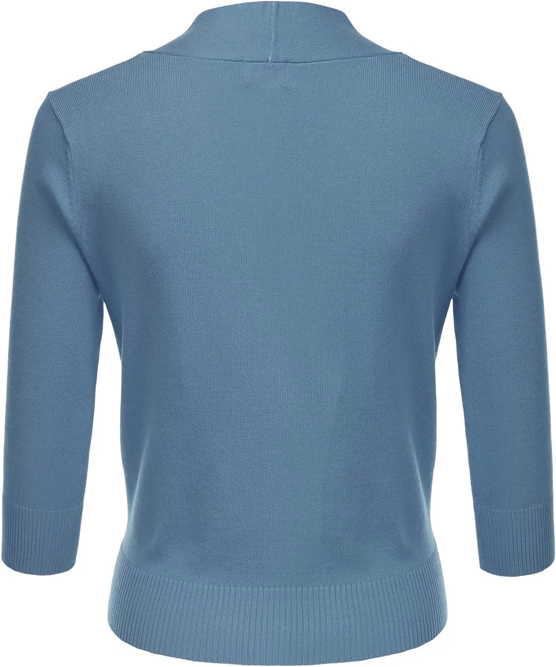 JJ Perfection Casual Crop Open Front Knit Cardigan 3/4 Sleeve Cropped Cardigan Basic Sweater Jacket for Womens with Plus Size