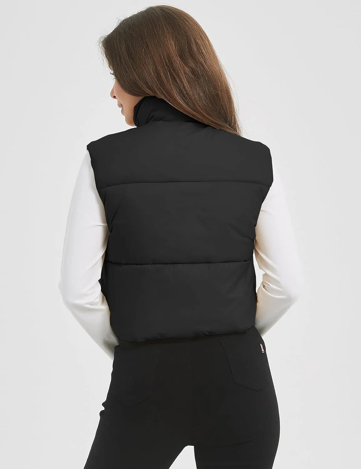 Kissonic Womens Winter Cropped Puffer Vest Sleeveless Padded Lightweight Puffy Vest with Pockets