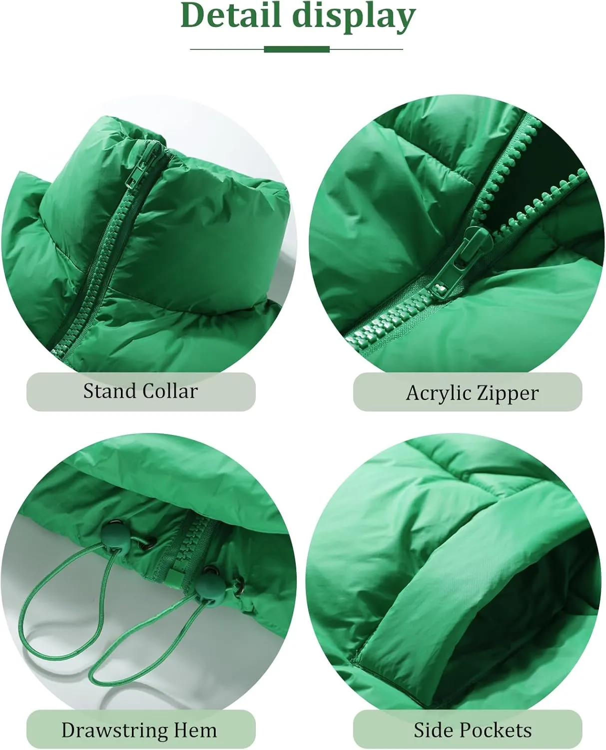 Kissonic Womens Winter Cropped Puffer Vest Sleeveless Padded Lightweight Puffy Vest with Pockets