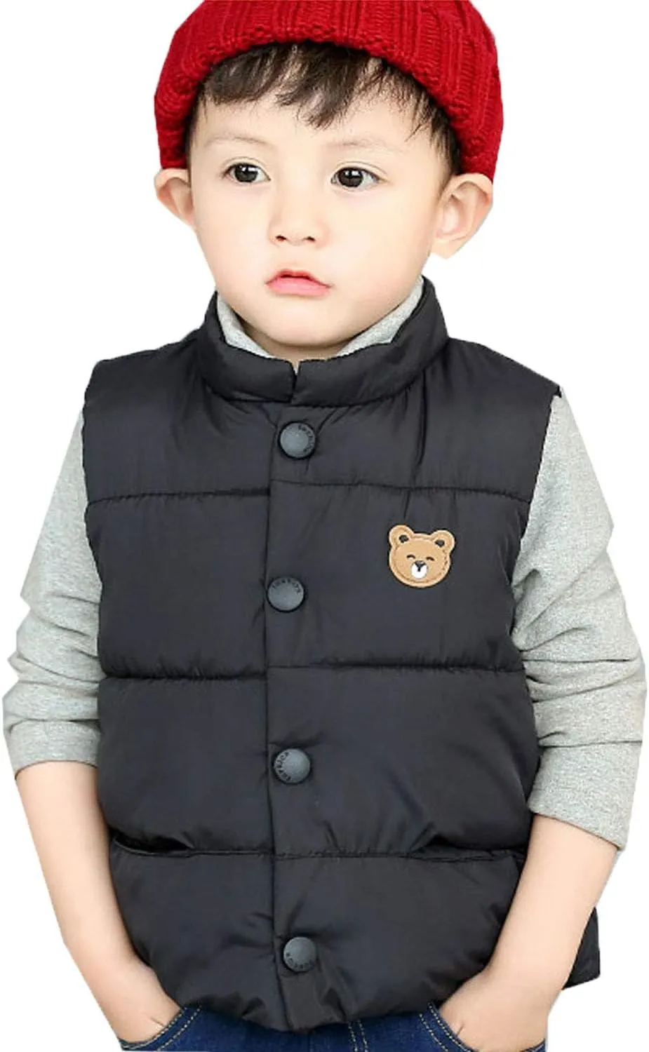 LANDUNSI Baby Boys Girls Puffer Vest Winter Warm Lightweight Toddler Vest Outerwear High Neck Cute Sleeveless Jacket