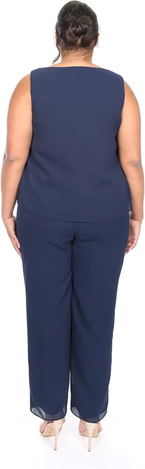 Le Bos Women's 3-Piece Pant Set with V-Neck Tank and Open-Front Soft Jacket