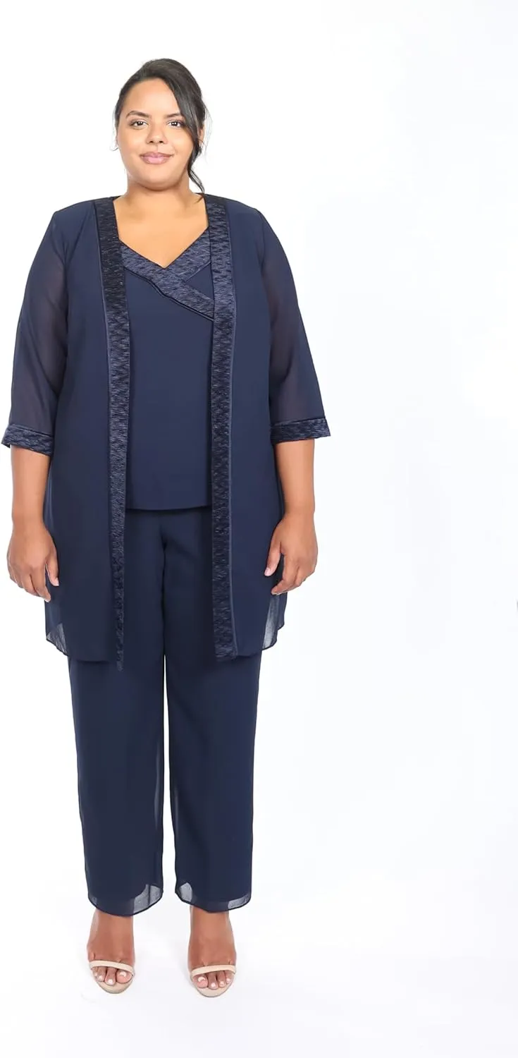 Le Bos Women's 3-Piece Pant Set with V-Neck Tank and Open-Front Soft Jacket