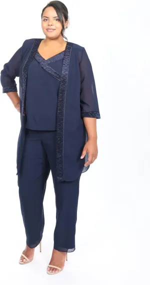 Le Bos Women's 3-Piece Pant Set with V-Neck Tank and Open-Front Soft Jacket