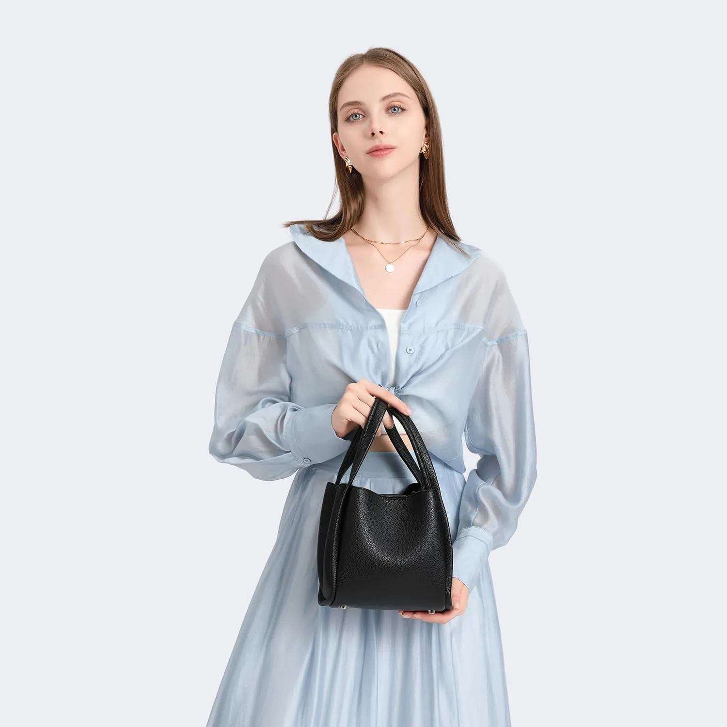 Leather Tote Bag Slouchy Handbag with Zipper Stylish for Women's