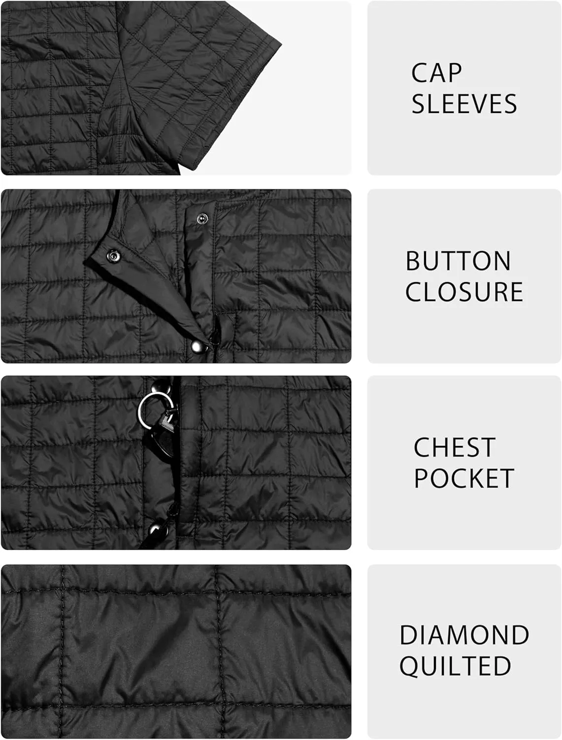 Little Donkey Andy Women's Puffer Vest Cap Sleeve Quilted Lightweight Down Jacket for Hiking Travel