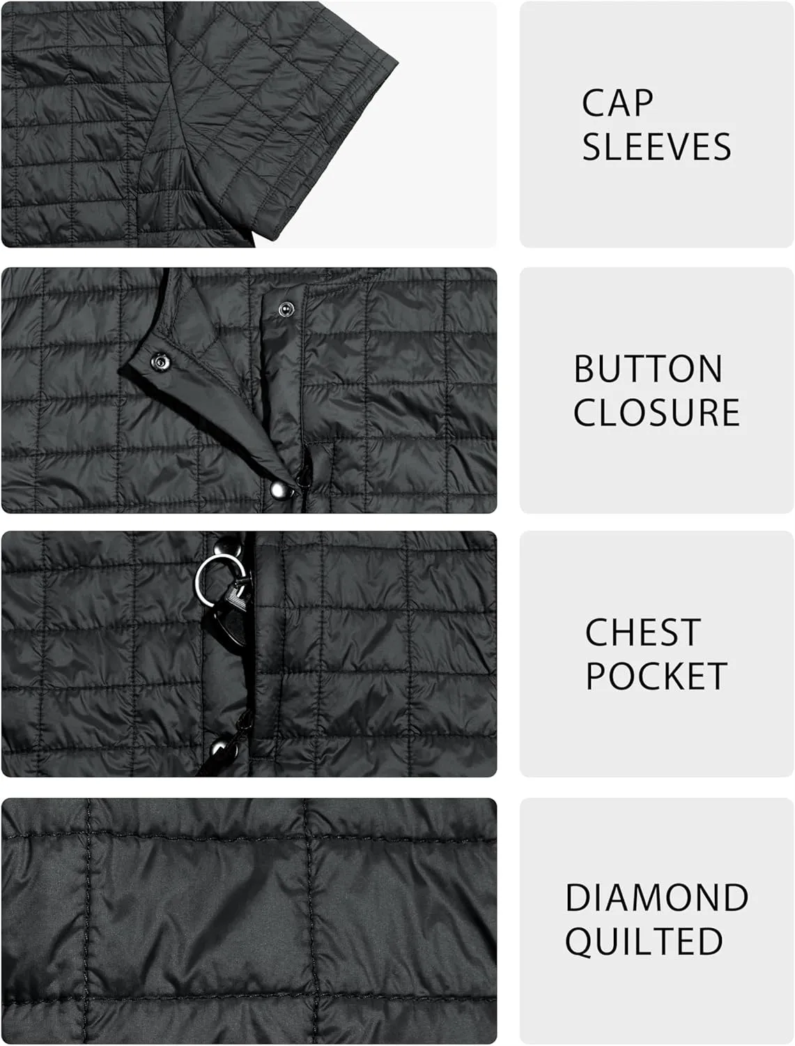 Little Donkey Andy Women's Puffer Vest Cap Sleeve Quilted Lightweight Down Jacket for Hiking Travel