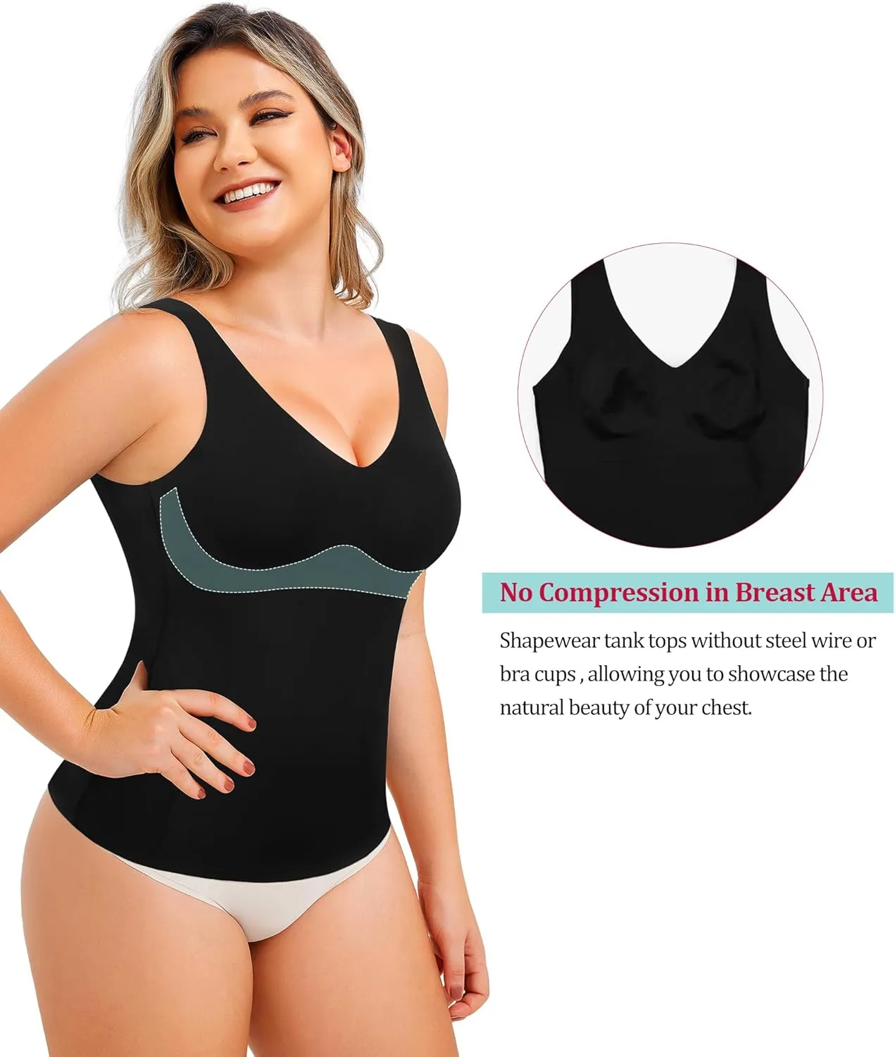 LODAY Shapewear Tummy Control Tank Top Compression Tanks for Women V-Neck Camisole Cami Slimming Body Shaper