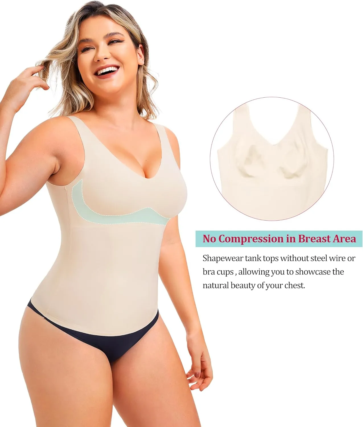 LODAY Shapewear Tummy Control Tank Top Compression Tanks for Women V-Neck Camisole Cami Slimming Body Shaper