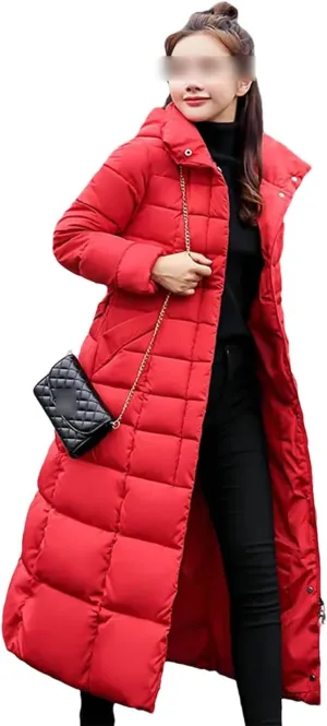 Long Cotton Coat Female Winter Over Knee Loose Large Fur Collar Hooded Warm Thick Parkas Down Cotton Padded Overcoat