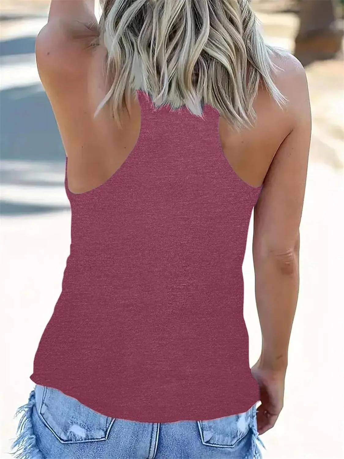 LOOKFACE Women Graphic Racerback Tank Tops Summer Cute Cami Shirt