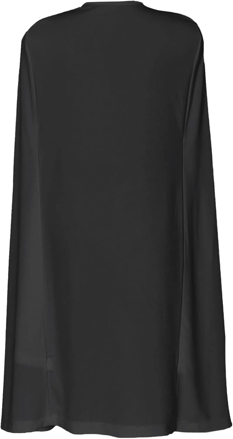 LYANER Women's Cape Long Sleeve Work Wear Blazer Jackets Long Cape Coat