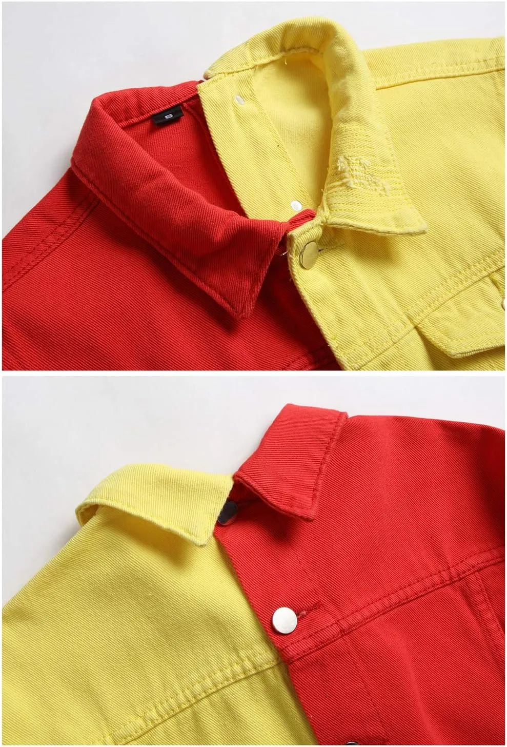 LZLER Jean Jacket for Men,Separable Left&Right Ripped Slim Fit Mens Denim Jacket