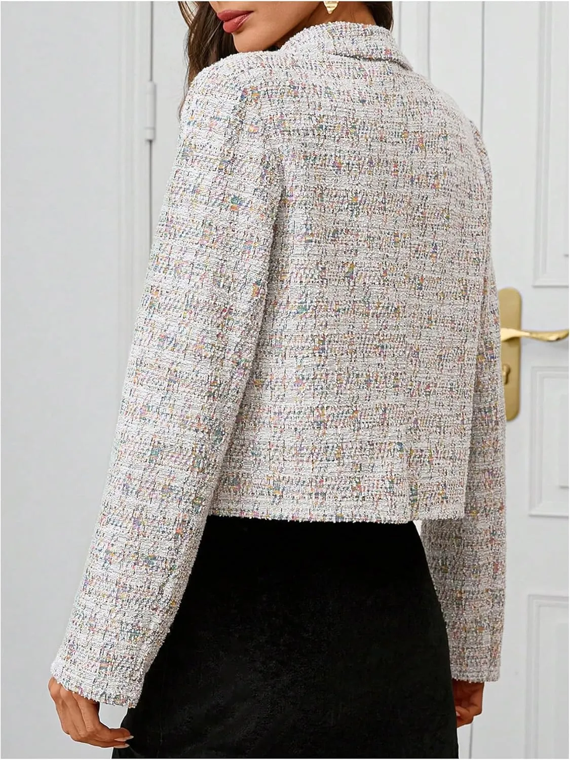 MakeMeChic Women's Bow Knot Lapel Jacket Long Sleeve Office Blazer Jackets