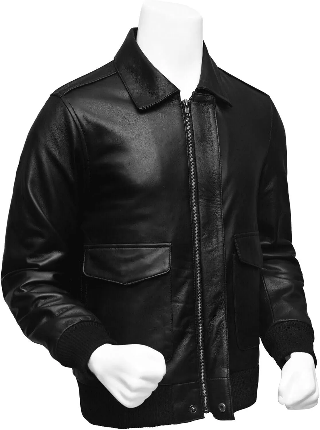 Men A-2 Air Force Cowhide Leather Flight Bomber Jacket
