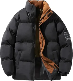 Men Parka Down Coat Mens High Street Stand Collar Cotton-Padded Jacket