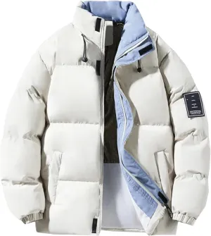 Men Parka Down Coat Mens High Street Stand Collar Cotton-Padded Jacket