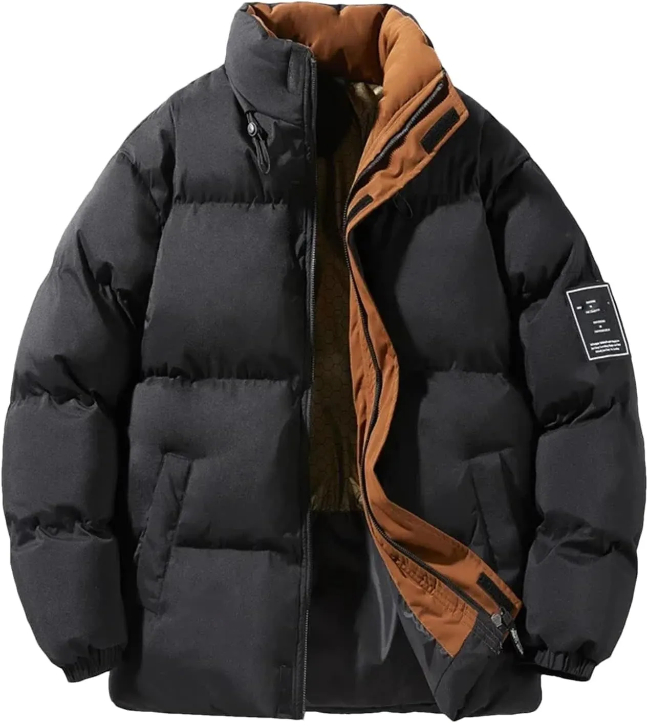 Men Parka Down Coat Mens High Street Stand Collar Cotton-Padded Jacket