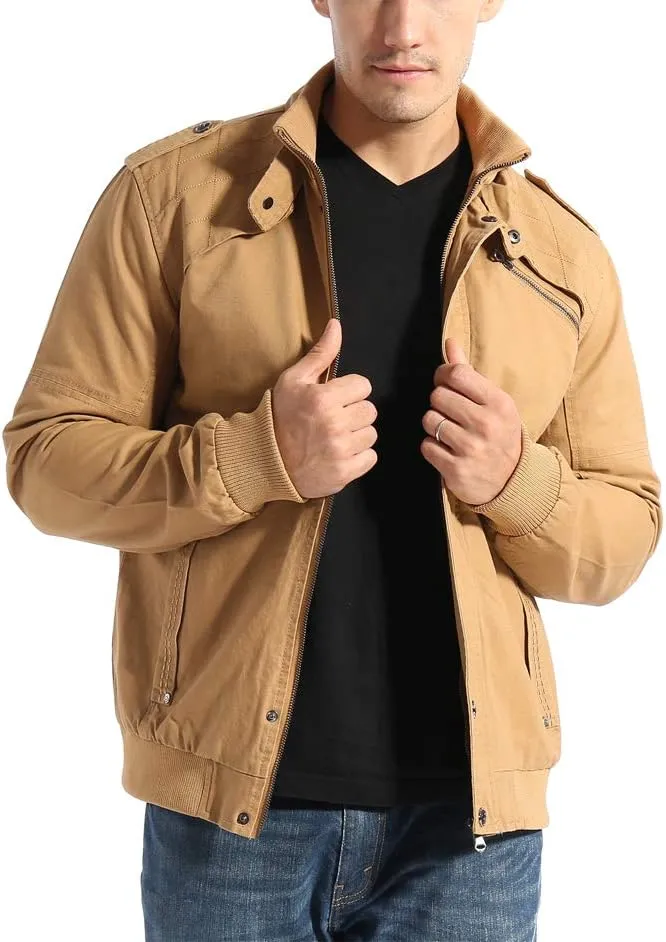 Men's Casual Winter Cotton Military Jackets Outdoor Full Zip Army Coat