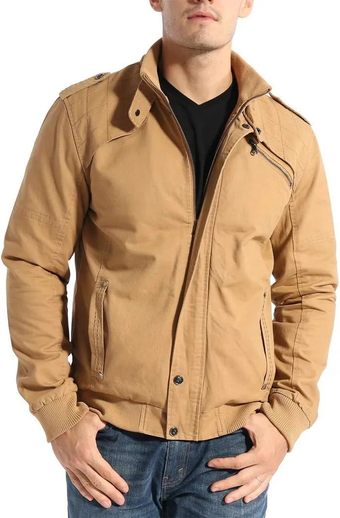 Men's Casual Winter Cotton Military Jackets Outdoor Full Zip Army Coat