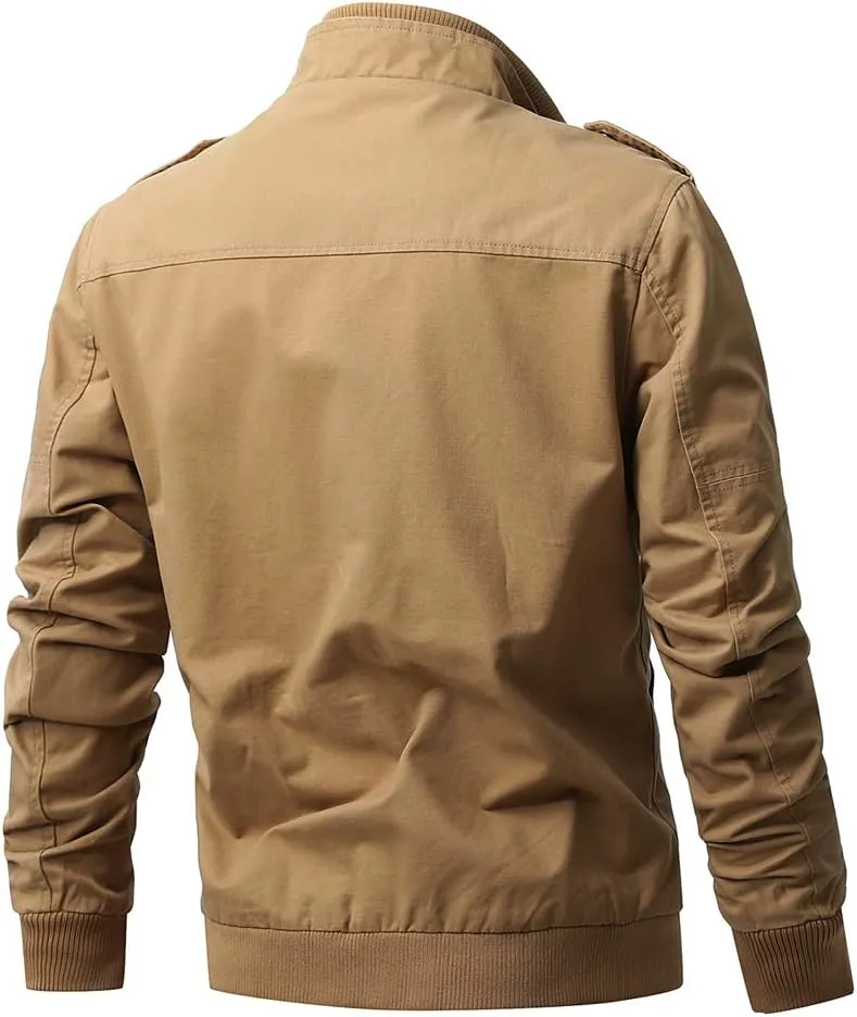 Men's Casual Winter Cotton Military Jackets Outdoor Full Zip Army Coat