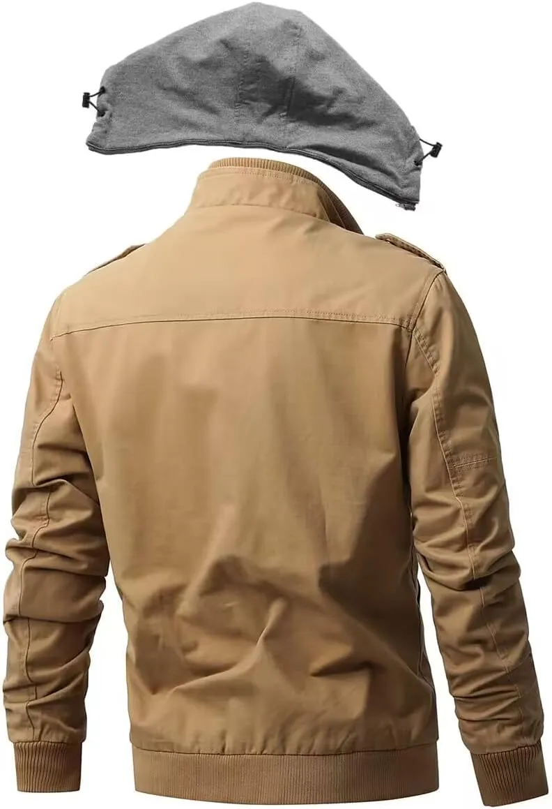 Men's Casual Winter Cotton Military Jackets Outdoor Full Zip Army Coat