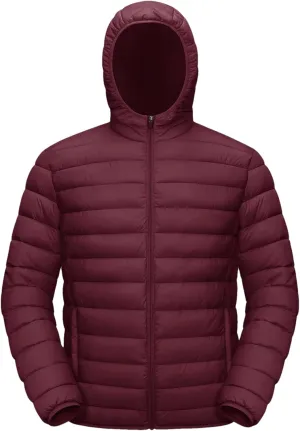 Mens Hooded Solid Quilted Cotton-Padded Lightweight Casual Zipper Long Sleeve Parka Coat