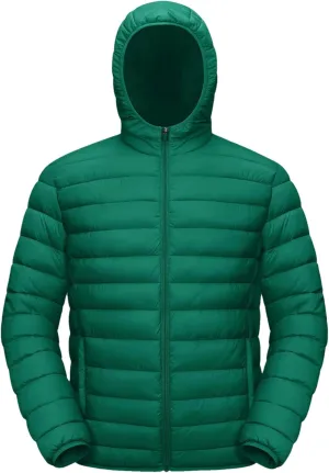 Mens Hooded Solid Quilted Cotton-Padded Lightweight Casual Zipper Long Sleeve Parka Coat