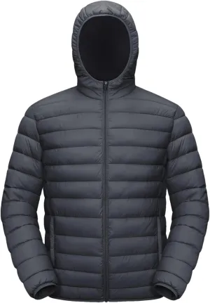 Mens Hooded Solid Quilted Cotton-Padded Lightweight Casual Zipper Long Sleeve Parka Coat
