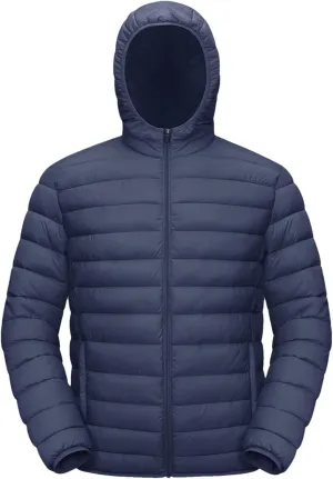 Mens Hooded Solid Quilted Cotton-Padded Lightweight Casual Zipper Long Sleeve Parka Coat