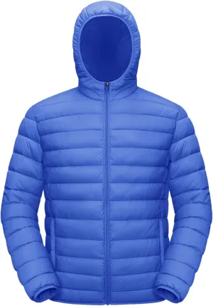 Mens Hooded Solid Quilted Cotton-Padded Lightweight Casual Zipper Long Sleeve Parka Coat