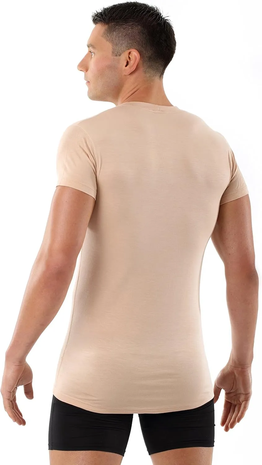 Men's Invisible Crew Neck Business Undershirt with Short Sleeves Micromodal Light Nude Beige