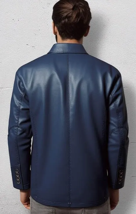 Men's Leather Blazer Stylish Milano 2 Button Classic Tan Lambskin Coat