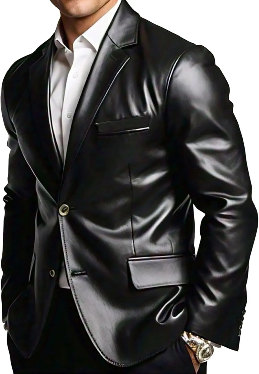 Men's Leather Blazer Stylish Milano 2 Button Classic Tan Lambskin Coat