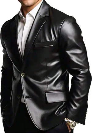 Men's Leather Blazer Stylish Milano 2 Button Classic Tan Lambskin Coat