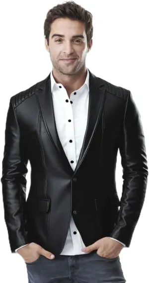 Men's Leather Blazer Stylish Milano 2 Button Classic Tan Lambskin Coat