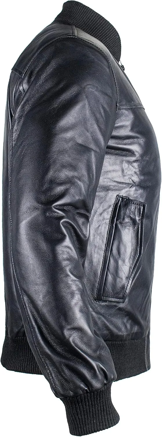 Mens Leather Bomber Jacket  Real Lambskin Leather Bomber Jackets for Men