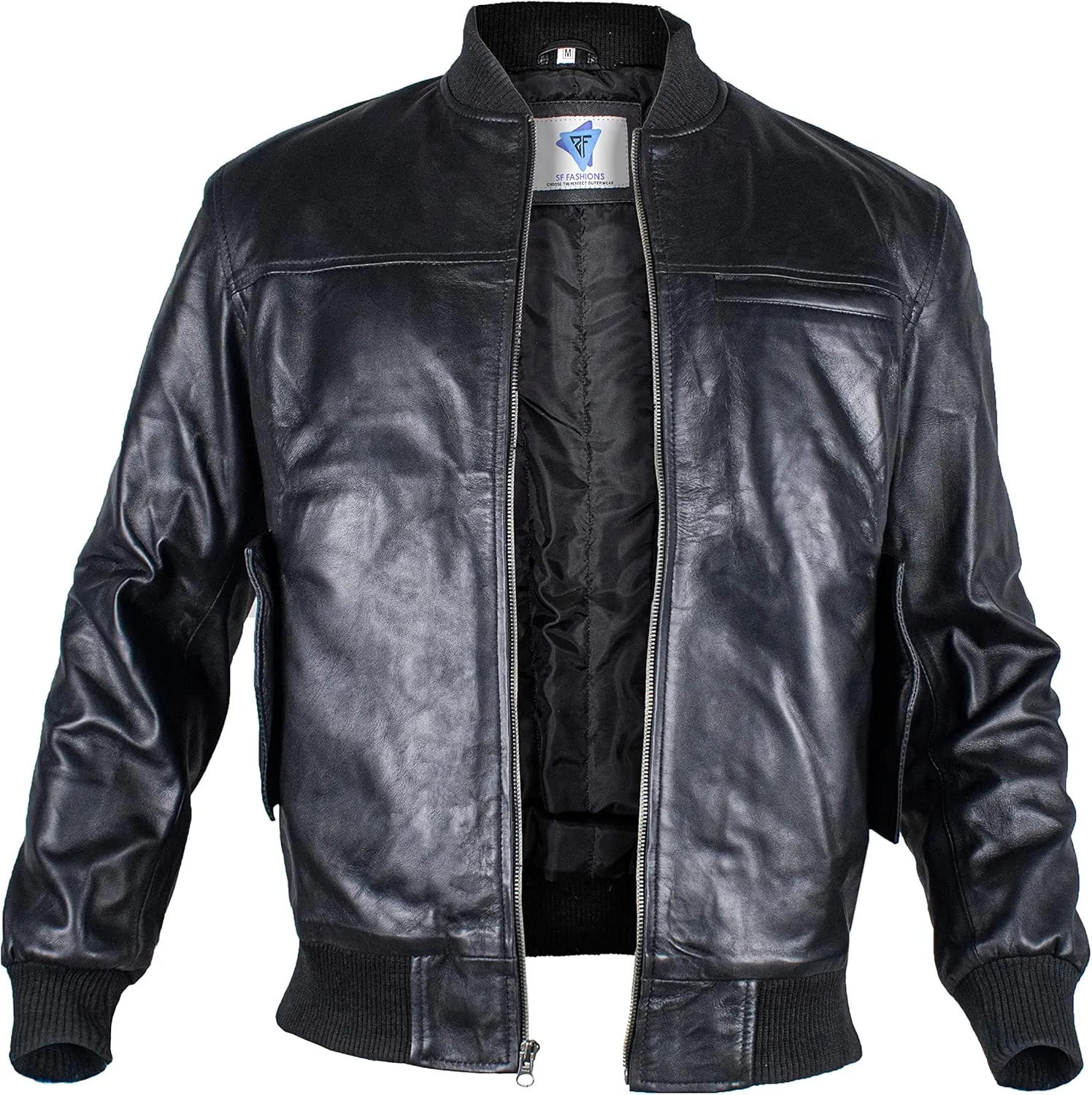 Mens Leather Bomber Jacket  Real Lambskin Leather Bomber Jackets for Men