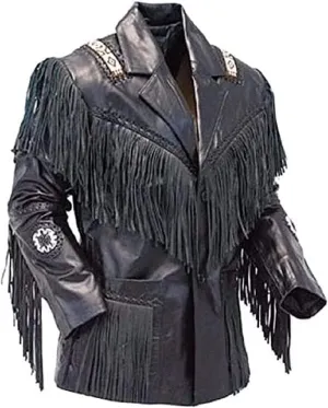 Mens Leather Buckskin Mountain Man Reenactment Suede Leather Native American Red Indian Fringes Beaded Jackets Warshirt