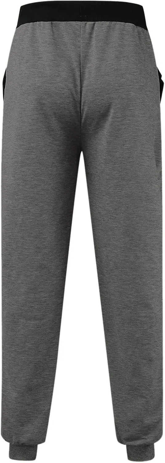 Mens Mid Waist Elastic Drawstring Solid Jogger Tapered Pants with Pockets Casual Long Pant Lightweight Soft Pajamas Trousers