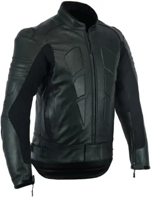 Mens Motorcycle Perforated leather (Natural Grain) armoured Stylish Black Leather Jacket 003BP