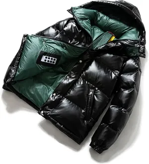 Men's Shiny Thickened Winter Down Coat Puffer Jacket Hooded Padding Warm Glossy Snow Down Jackets Outwear with Hood